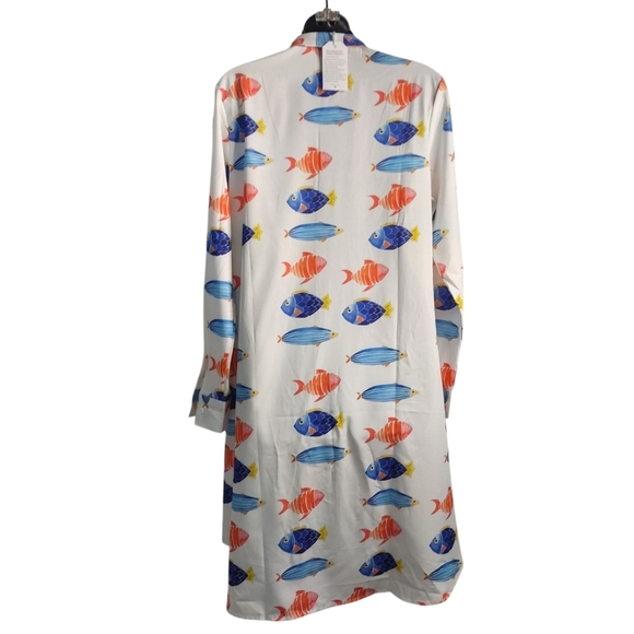 Aquatic Fashion Women's Multicolor Mini Shirt Dress Button Up Size Medium NWT - Picture 3 of 9